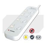 Sansai 4-Way Power Board (421SW) with Individual Switches and Surge Protection 2 Extra Spaced Sockets Indicator Light 100CM Lead 240VAC 50Hz 10A