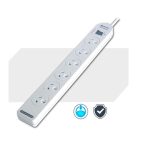 Sansai 6-Way Power Board (137P) with Master Switch Overload Protecte Reset button Indicator Light 100CM Lead 240VAC 10A