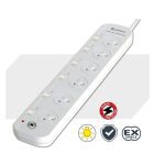 Sansai 6-Way Power Board (661SW) with Individual Switches and Surge Protection Overload Protected Reset button Indicator Light 100CM Lead 240VAC 10A