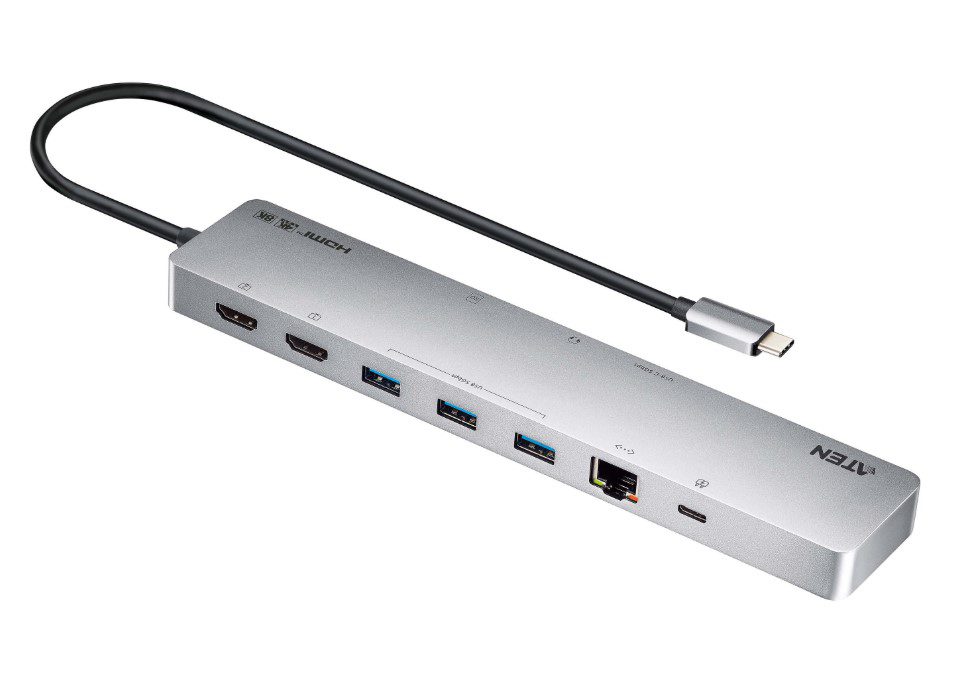 Aten 11-in-1 USB-C Multiport Dock with Power Pass-Through, 2x HDMI, 2x USB-C (1 for power delivery & 1 for data transmission), 3x USB Type-A, 1x SD, 1 - Image 8