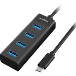 mbeat® USB-C to 4-Port 3.0 Hub - Black USB 3.0 transfer speeds up to 5Gbps Material: ABS Plastic Cable Length: 200mm Weights: 36g