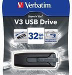Verbatim 32GB V3 USB3.0 Grey Store'n'Go V3; Retractable USB Storage Drive Memory Stick