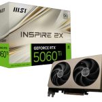 MSI nVidia GeForce RTX™ 5060 Ti 8G INSPIRE 2X OC, PCI Express® Gen 5 x 16, Boost: 2617 MHz, CUDA 4608 Units, 8GB GDDR7, HDMI™ x 1