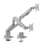 Brateck Dual Monitor Thin Gas Spring Monitor Arm Fit Most 17'-32' Monitors, Up to 9kg per screen VESA 75x75/100x100 Matte Silver (LS)