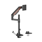 Brateck Ldt81n-c012ucp Fusion Heavy-duty Pole-mounted Gas Spring Monitor Arm With Usb-a/usb-c Ports For Most 17’~49′ Monitors, Fine Texture Black(new) (LDT81N-C012UCP-BLK)