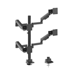Brateck Modular Mechanical Spring Quad Monitor Arm with Sliders, from 17'-40', weight capacity (per flat screen) 11kg, 180° Rotation (Black)