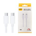USP 60W USB-C to USB-C Mini Cable (1M) White - 3A , Fast Charge, High Performance, Samsung Galaxy,Apple iPhone,iPad,MacBook,Google, 2 Years Warranty