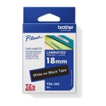 Brother 18mm White On Black Tze Tape (TZE-345)