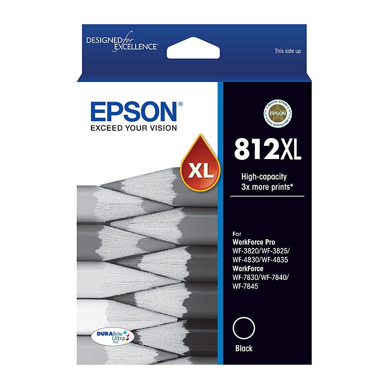 EPSON 812XL HIGH CAPACITY DURABRITE ULTRA BLACK INK - WF-3820,WF-3825,WF-4830,WF-4835,WF-7 - Image 2