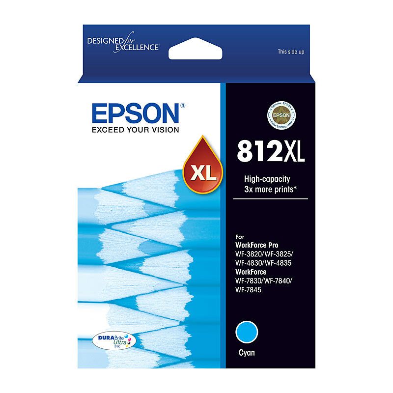 EPSON 812XL HIGH CAPACITY DURABRITE ULTRA CYAN INK - WF-3820,WF-3825,WF-4830,WF-4835,WF-78 - Image 2