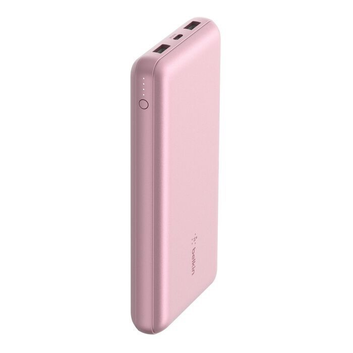 Belkin BoostCharge Power Bank 20K (Triple-Port) - Pink (BPB012btPK), 2xUSB-A, 1xUSB-C + USB-C to USB-A Cable, LED Light Indicater, 2 Years Warranty