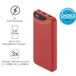 Cygnett ChargeUp Boost 3rd Gen 10K mAh Power Bank -Red(CY4343PBCHE),1x USB-C(15W),2x USB-A(12W),15cm USB-C Cable, Charge 3 Devices, 2 Years Warran