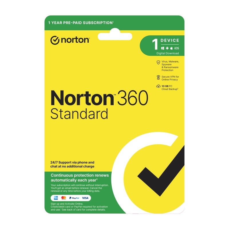 NORTON 360 STD 1U 1D 12MO ENR ATH DVDSLV