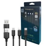 PISEN Pro 3-in-2 Multi Charging Cable (100w) (1.2m) – Black, Usb-c X1(100w), Lightning X1(20w),micro Usb X1(18w), 480mbps Data Sync,2 Years Warranty (6902957177566)
