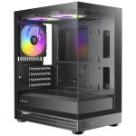 OKINOS Mini Tower, Micro-atx/itx, Tempered Glass, 3×120mm Argb Fans, Usb 3.0 + Type-c, ≤309mm Gpu, ≤165mm Cpu Cooler, Steel (AQUA UNO BLACK)