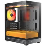 OKINOS Mini Tower, Micro-atx/itx, Tempered Glass, 3×120mm Argb Fans, Usb 3.0 + Type-c, ≤309mm Gpu, ≤165mm Cpu Cooler, Steel (AQUA UNO CANARY)