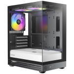 OKINOS Mini Tower, Micro-atx/itx, Tempered Glass, 3×120mm Argb Fans, Usb 3.0 + Type-c, ≤309mm Gpu, ≤165mm Cpu Cooler, Steel (AQUA UNO ZEBRA)