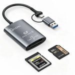 Just You PC Oxhorn Usb 3.2 Gen 2 10gbps Cf Express B And Sd Card-reader Aluminum Usb-c 3.2 Usb-a 3.2 Lightweight Plug-and-play Silver (AD-CR322)