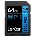 [HN MODEL] Lexar High-Performance 800x PRO 64GB SDHC' SDXC™ UHS-I Card BLUE Series up to 150MB/s1 shoot high-quality images and 1080p Full-HD and 4K