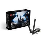 MSI Herald Be6500 Wifi 7 Pcie Card, Tri-band Wifi 7, Be6500, Bt 5.4, Pcie X1, 2×2 Up To 2882mbps, Wpa3, Win11 (914-8660-008)