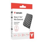 Verbatim Store’n’go Mini Diamond Ssd Usb-c 2tb, Usb 3.2 Gen 2, 1000mb/s Read/write, Usb Flash Drive, External Ssd (32026)